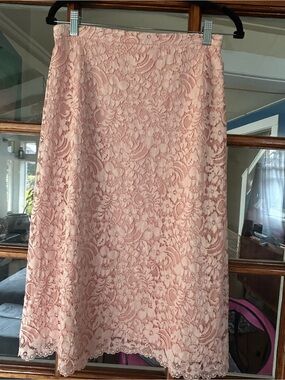 Zara Pink/Peach Lace A-Line Skirt